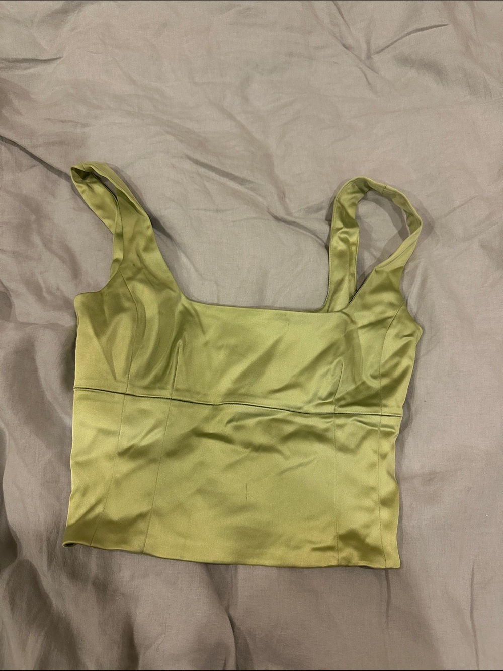 Wilfred green satin crop tank